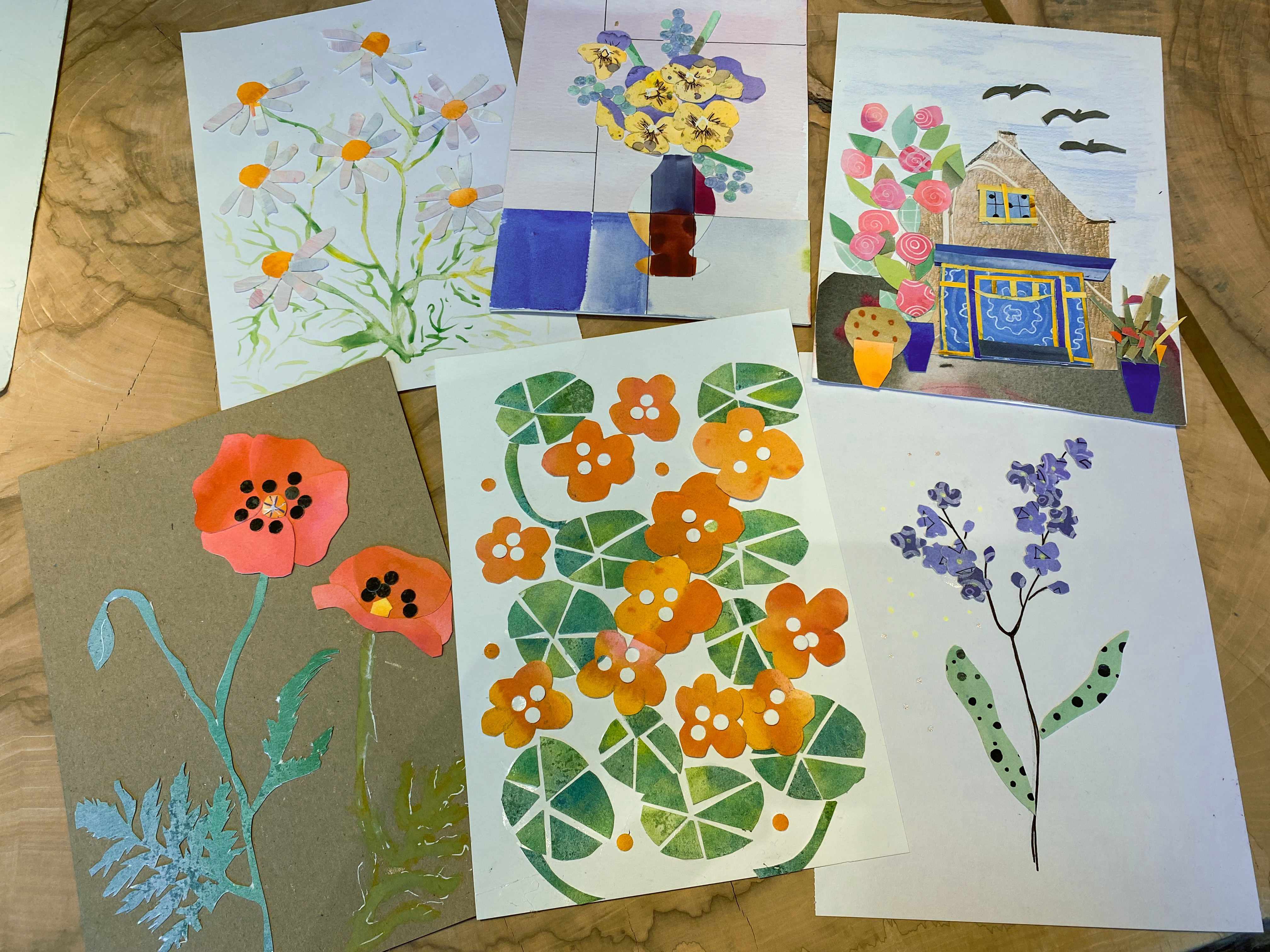 bloemen collage online lessen aquarel voor beginners