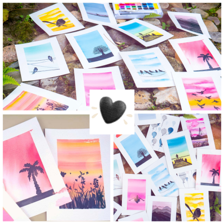 Aquarel luchten en silhouetten evenement Workshop