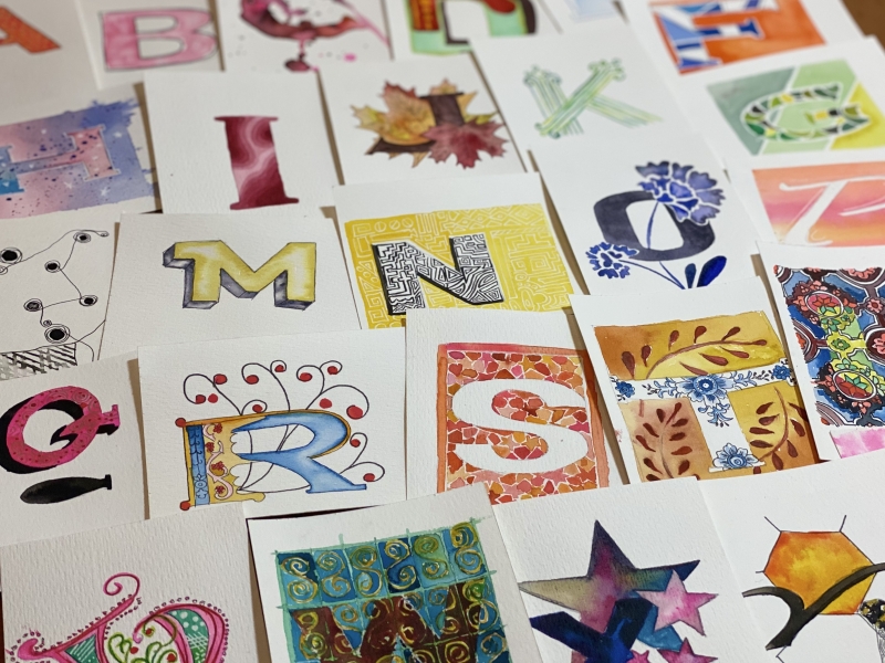 Online aquarel workshop letter Illustraties