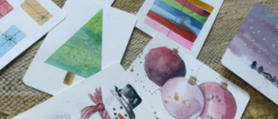 Kerstkaarten maken aquarel