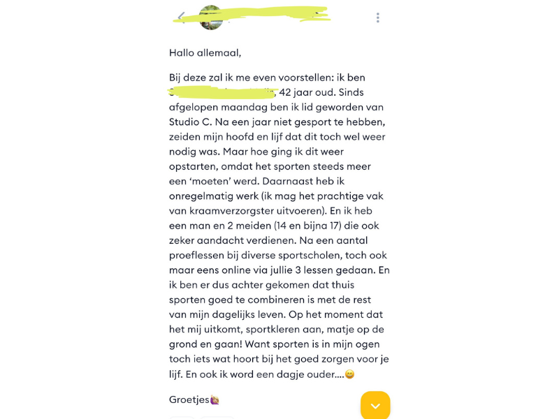 klantverhaal thuis sporten