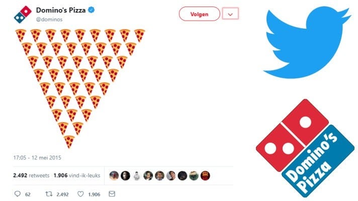 Bij Domino's bestel je een pizza door een 🍕 te versturen