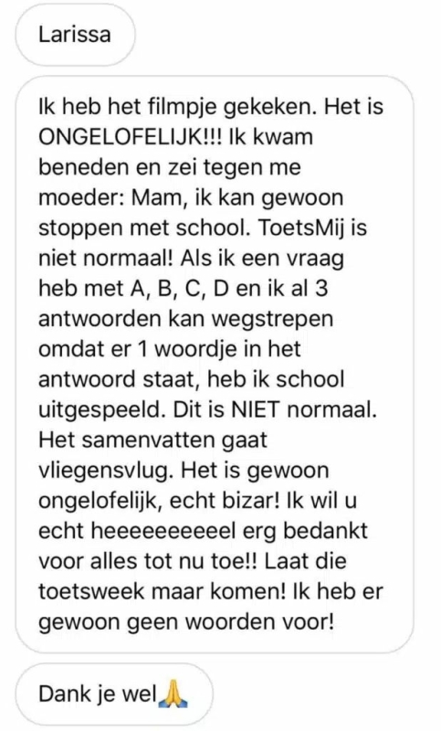 Deze reactie van een leerling: “Ik heb school uitgespeeld” 😂🙈