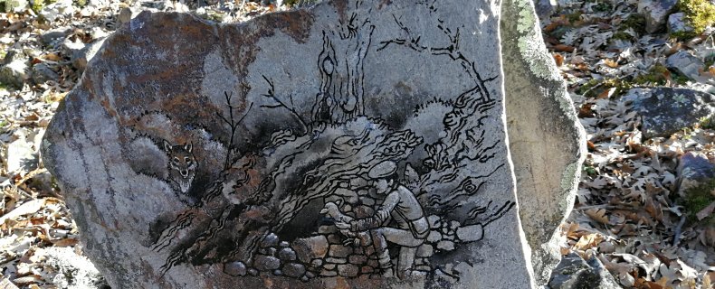 Hoe bijzonder - een schilderij - midden in het bos in Extremadura