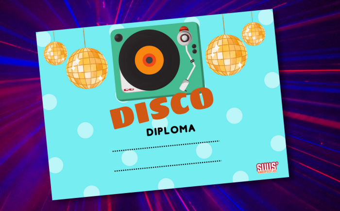 discofeestje, geef iedereen een disco diploma