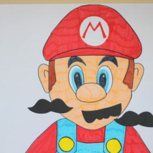 Mario kinderfeestje snor plakken