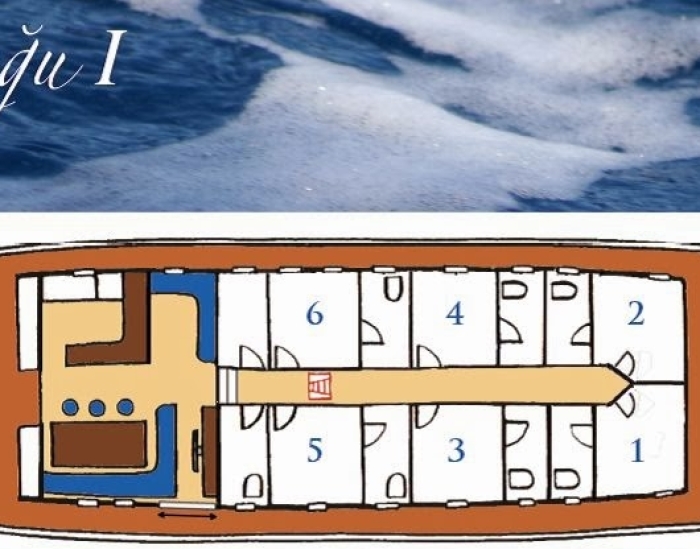 De plattegrond van het blue cruise schip Kugu 1