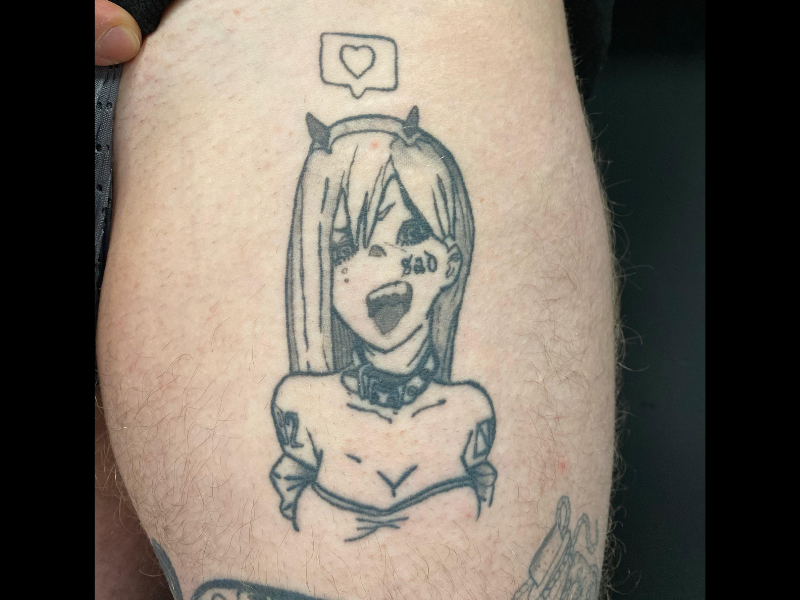 anime blackwork tattoo