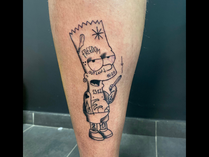 Bart simpson tattoo blackwork