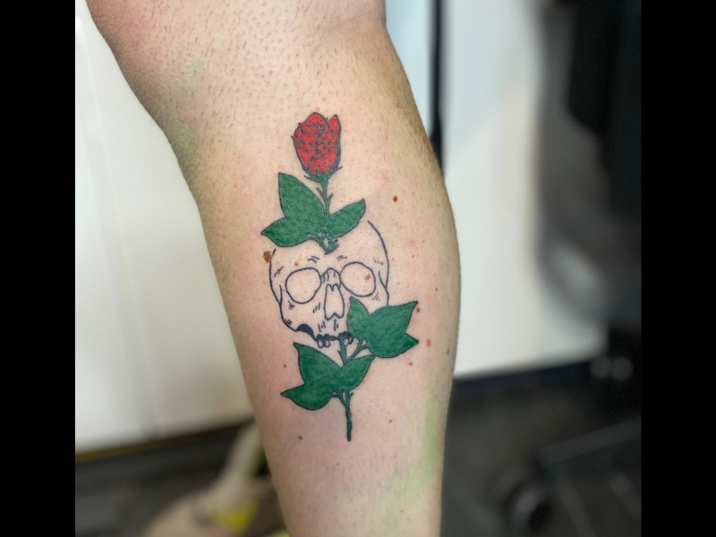 Kleurrijke roos tattoo