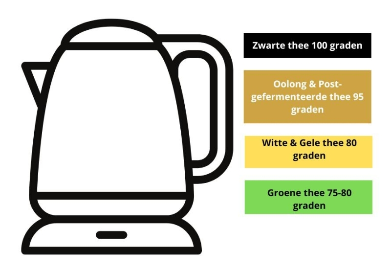 Basis richtlijnen water temperatuur van verschillende thee soorten theepot
