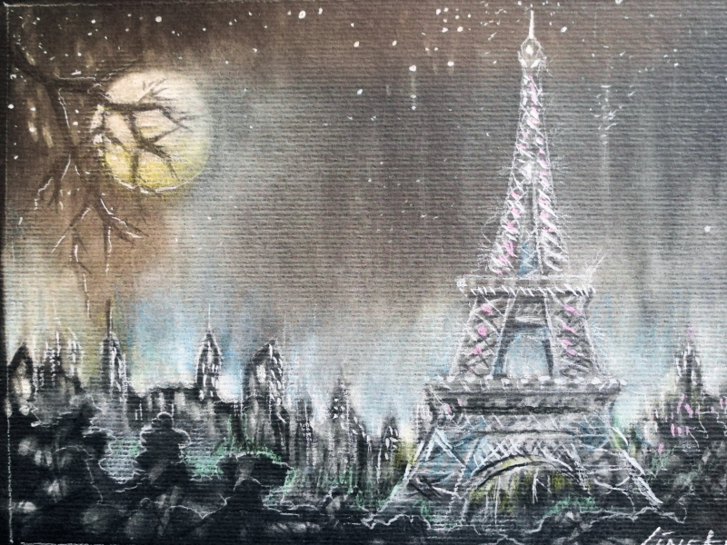 Parijs bij Nacht tekenen met Lineke Lijn Tekenclub