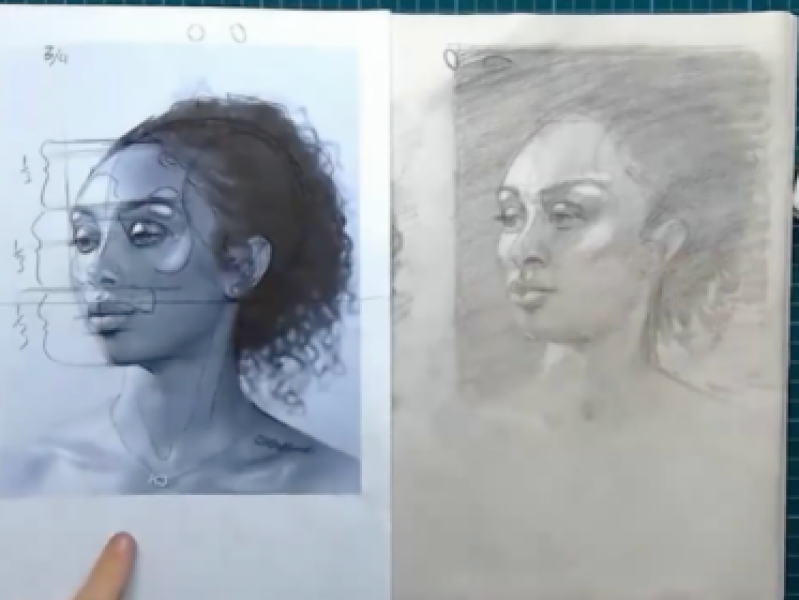 Portret tekenen met Lineke Lijn dame driekwart