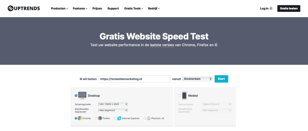 website snelheid testen
