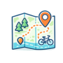 icoon van een kaart met fietsroute op Texel