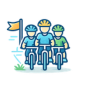 icoon van een groep fietsers tijdens een fietstocht op Texel