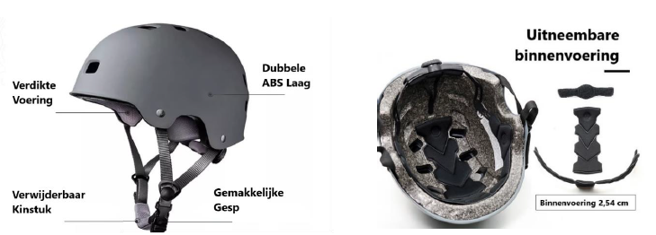 Helm met dubbele ABS-laag, verdikte voering en uitneembare binnenvoering, geschikt voor e-choppers op Texel