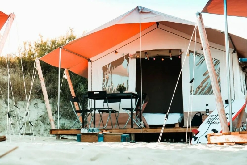 Tipi or Sheddie accommodation at Surfcamp Moliets France