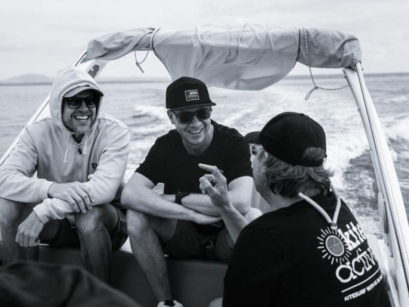 KiteActive crew on a boat in Sicily during kitesurf trip
