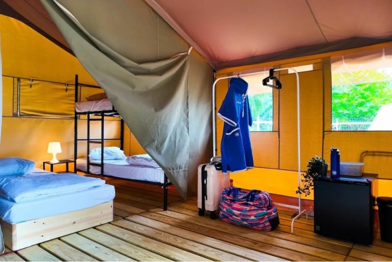 Safari tent accommodation at Familycamp Messanges in France