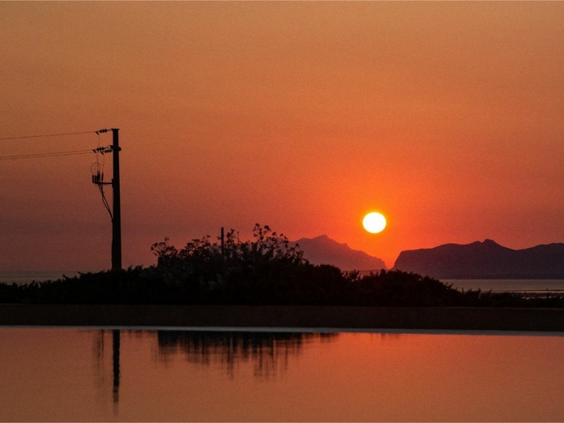 Sunset over lagoon in Sicily near Lo Stagnone