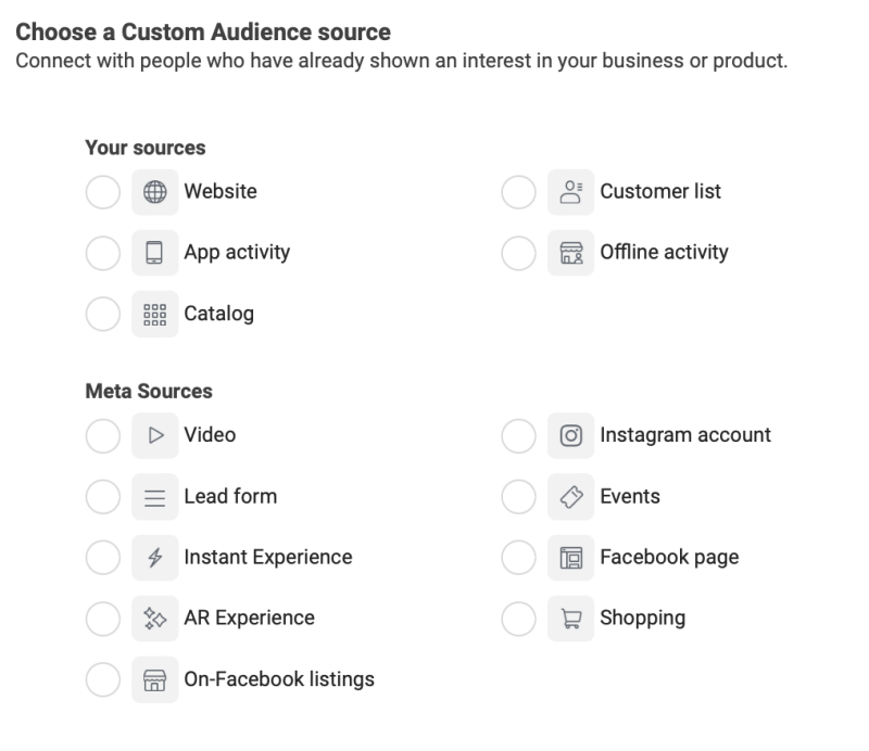 Custom audience maken op Facebook ads