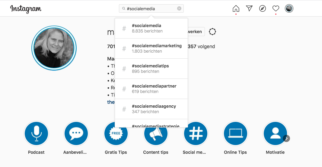 Instagram hashtag strategie onderzoeken
