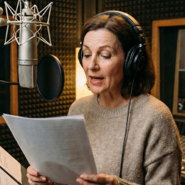 vrouw-voorlezen-audioboek-studio