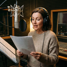 vrouw-voorlezen-audioboek-studio