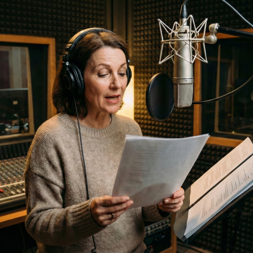 vrouw-voorlezen-audioboek-studio