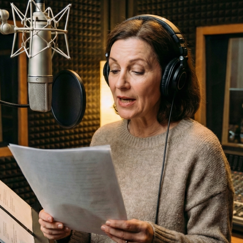 vrouw-voorlezen-audioboek-studio