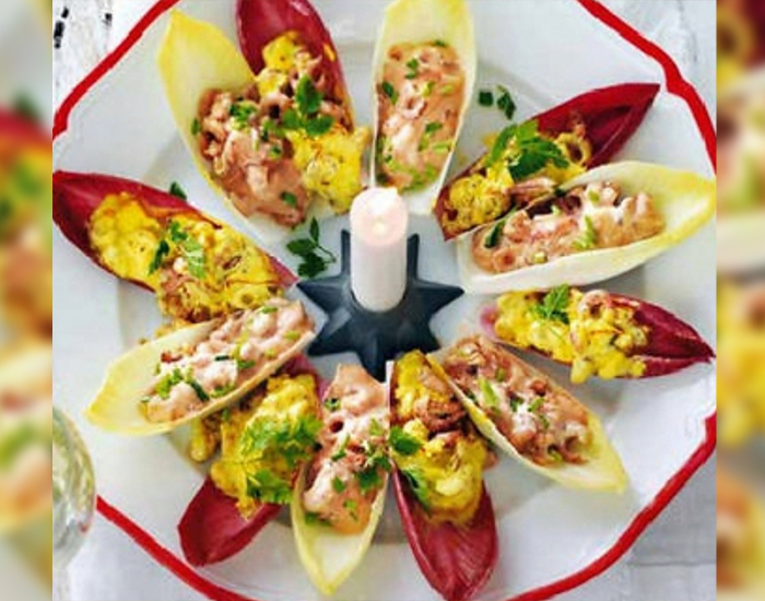 Garnalencocktail op witloofblaadjes ipv toastjes!