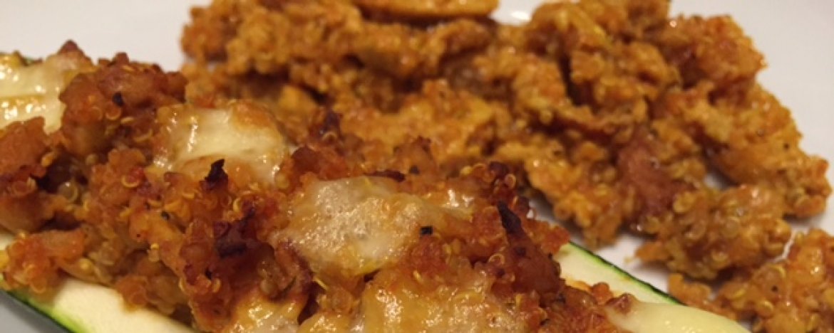 Courgettebootje met kippengehakt en quinoa