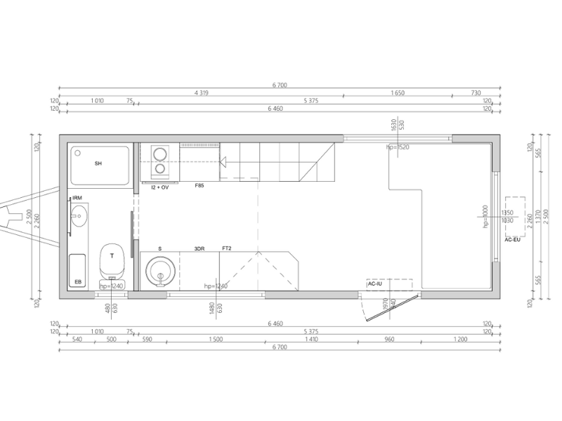 Tiny House Sunshine 341 plattegrond beneden