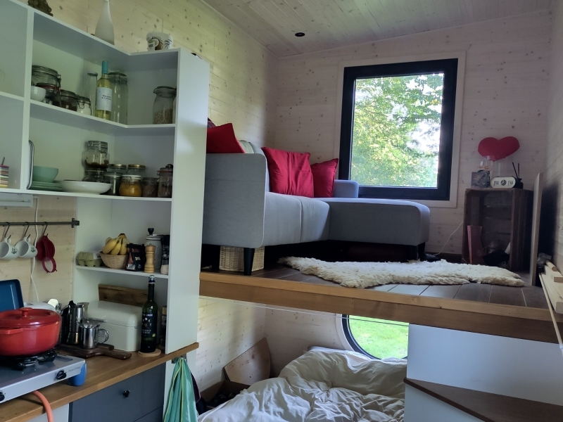 Tiny House Elise met hoge zithoek