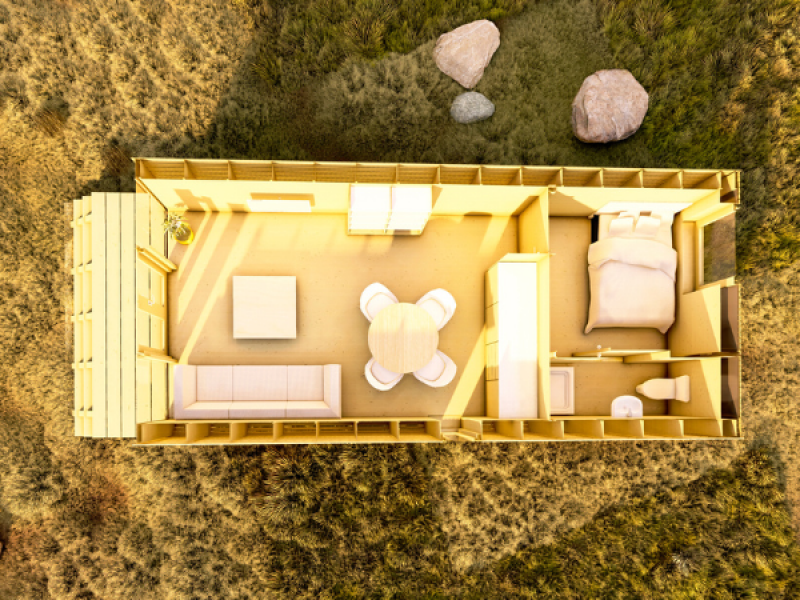 Tiny House Little Nature - plattegrond 3D