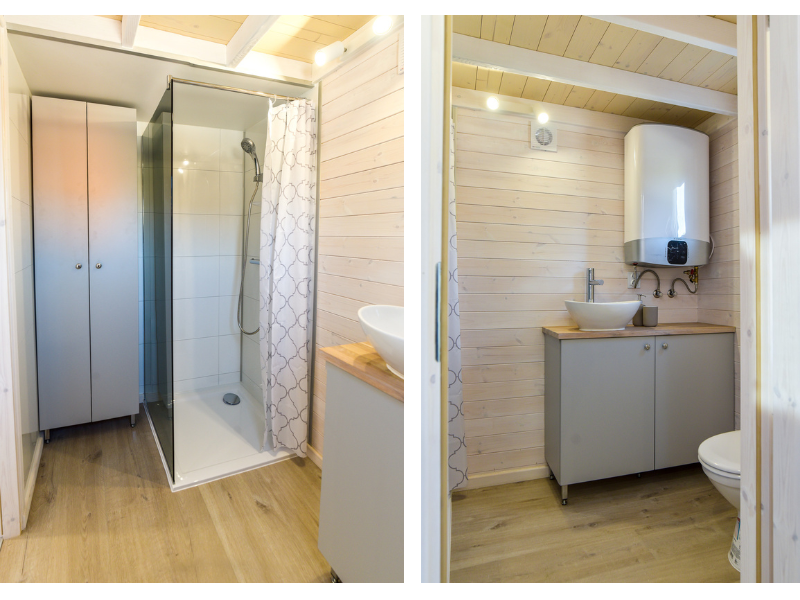 Tiny House Porto lichtgrijs badkamer
