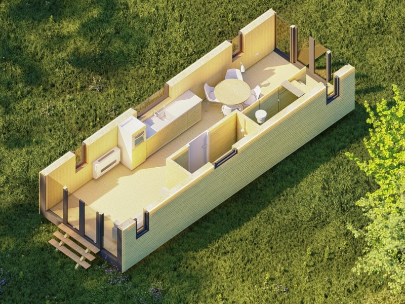 Tiny House Terra - plattegrond benedenverdieping 3D