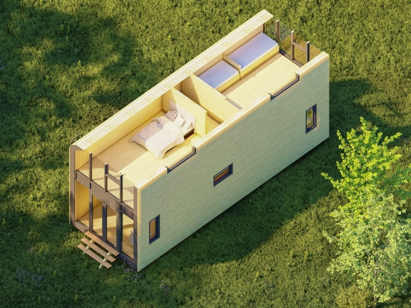 Tiny House Terra - plattegrond bovenverdieping 3D