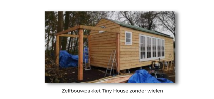 Tiny House THZW THOW zonder wielen en met wielen zelfbouwpakket aanbouw met hout in de natuur