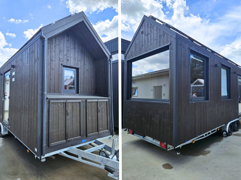 Tiny House Nest - buitenkant met opbergruimte