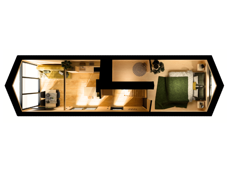 Plattegrond bovenverdieping Tiny House Zenit