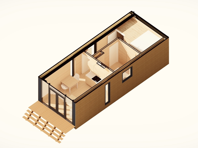 Tiny House Little Nature XL - plattegrond 3D met loft