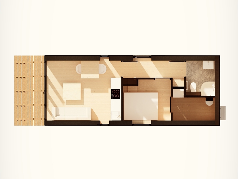Tiny House Little Nature XL - plattegrond 3D