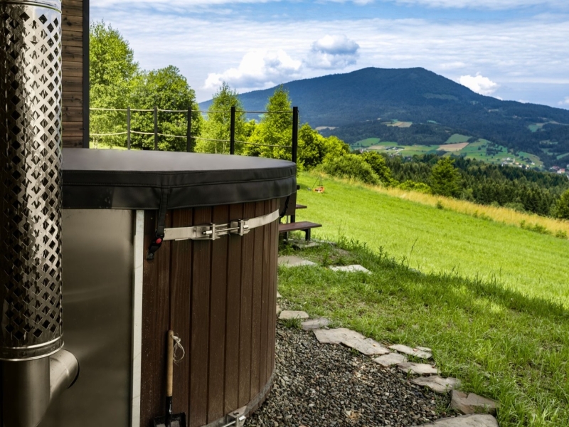 Hottub bij Tiny House in de bergen