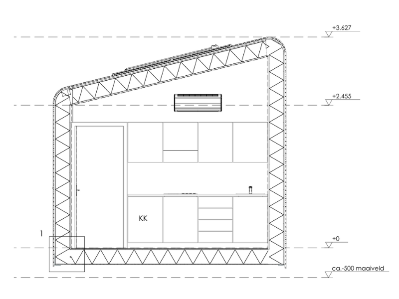 Tiny House Little Nature XL - dwarsdoorsnede 1