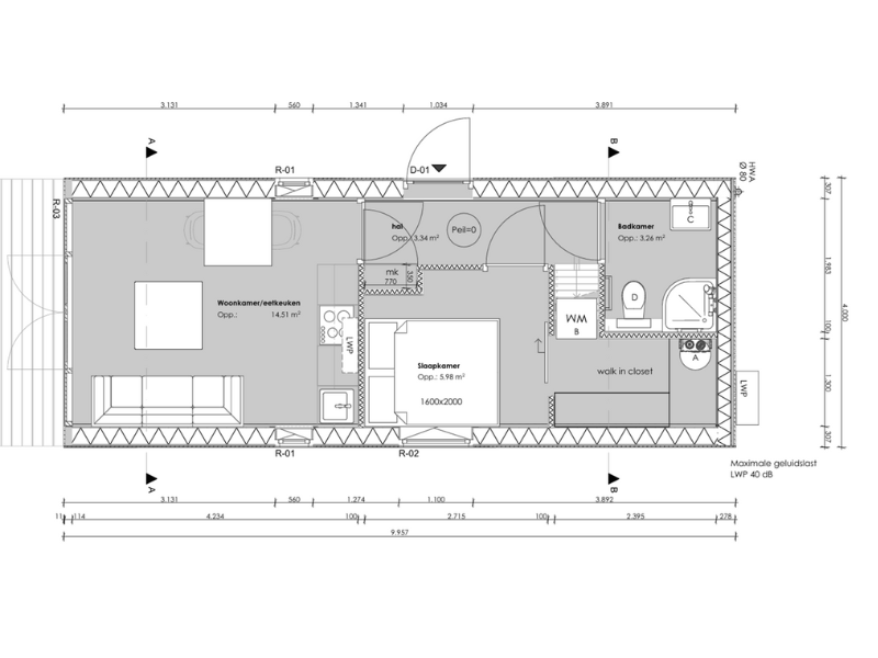 Tiny House Little Nature XL - plattegrond 2D