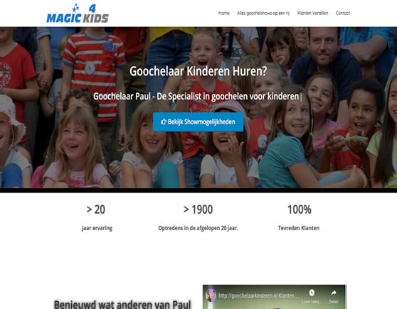 website gemaakt voor goochelaar