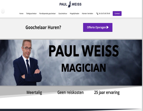 website gemaakt voor een goochelaar