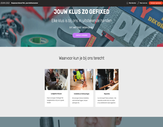 voorbeeld van een website voor klussers